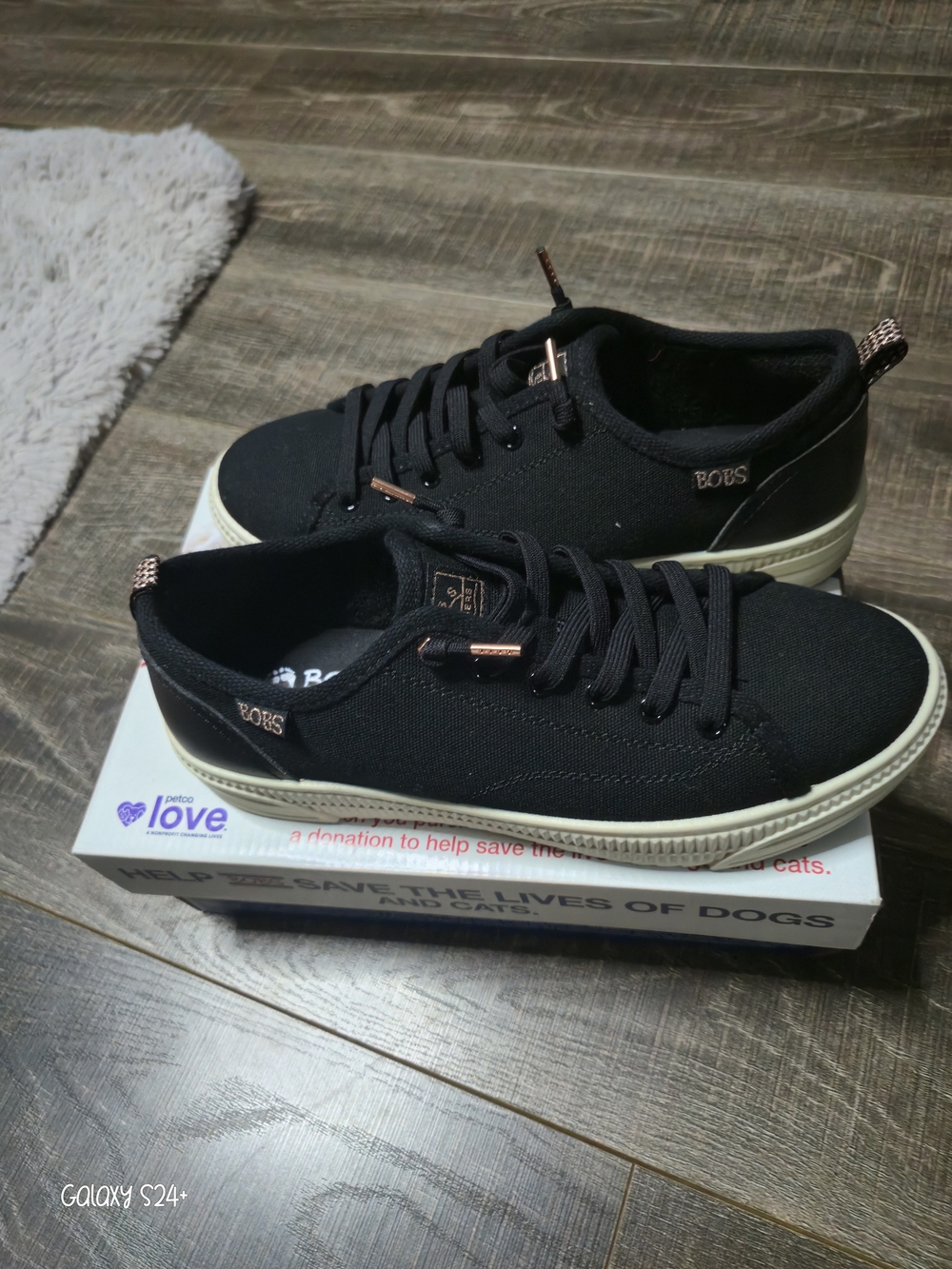 Skechers BOBS Black Sneakers with Rose Gold Accent